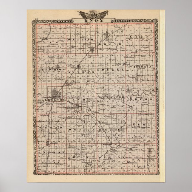 Poster Carte du comté de Knox (Devant)