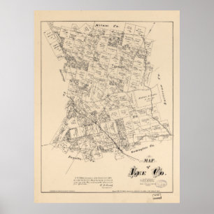 Poster Carte du comté de Lee, Texas (1879)