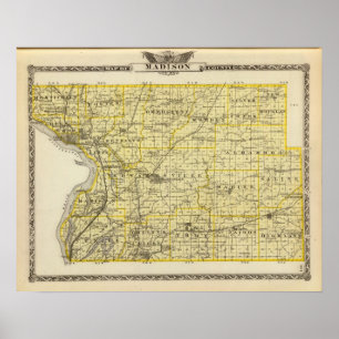 Poster Carte du comté de Madison