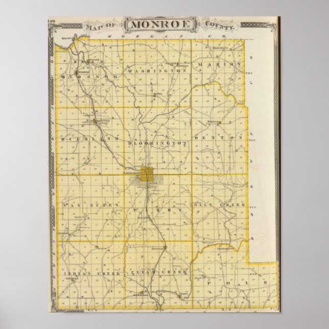 Poster Carte du comté de Monroe (Devant)
