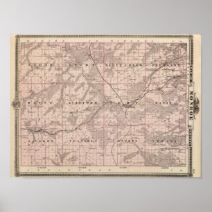 Poster Carte du comté de Monroe, état de l'Iowa
