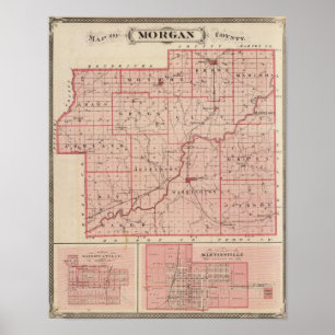 Poster Carte du comté de Morgan avec Mooresville