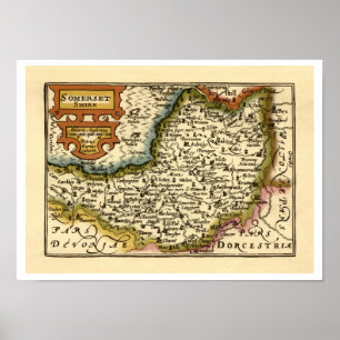 Poster Carte du comté de Somerset