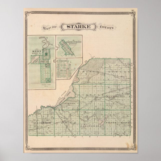 Poster Carte du comté de Starke avec Knox (Devant)