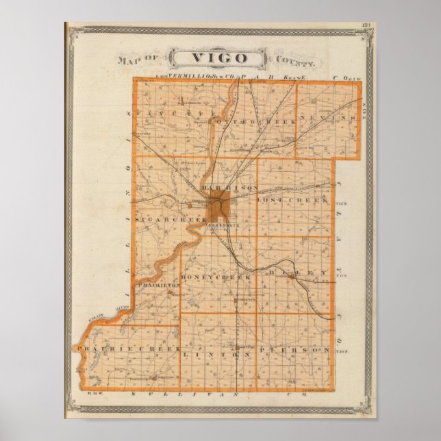 Poster Carte du comté de Vigo (Devant)