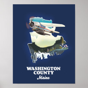 Poster carte du comté de Washington Maine