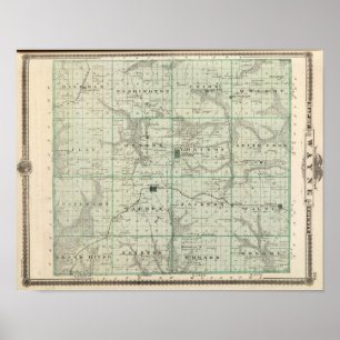Poster Carte du comté de Wayne, État de l'Iowa