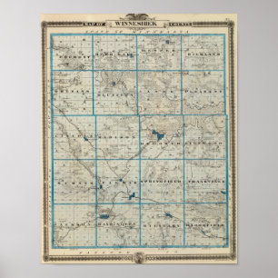 Poster Carte du comté de Winneshiek, État de l'Iowa