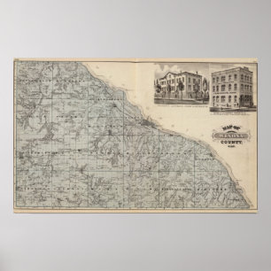 Poster Carte du comté de Winona, Minnesota