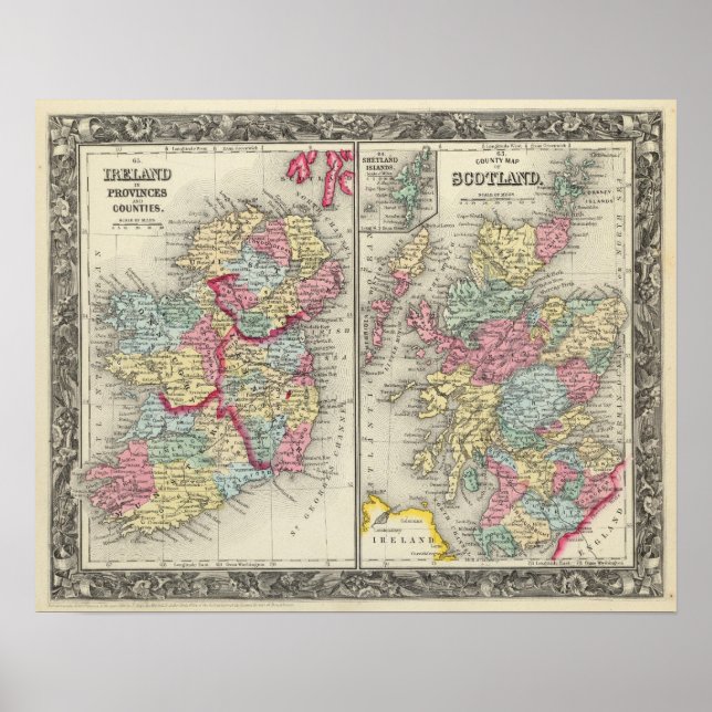 Poster Carte Du Comté D'Écosse (Devant)