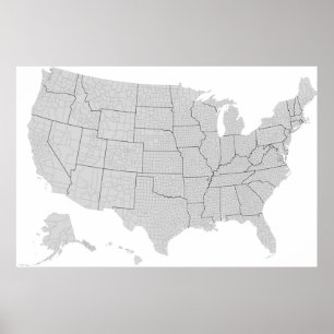 Poster Carte du comté des États-Unis