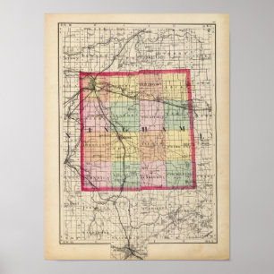 Poster Carte du comté d'Ingham, Michigan