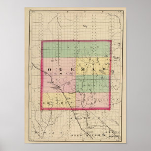 Poster Carte du comté d'Ogemaw, Michigan