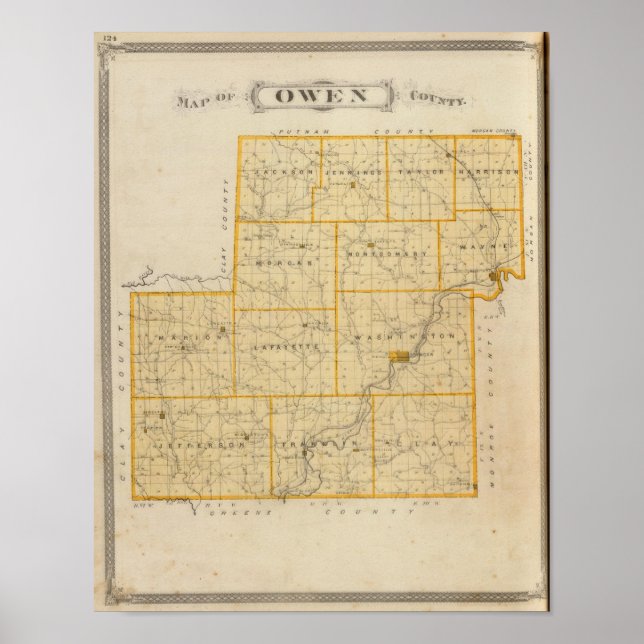 Poster Carte du comté d'Owen (Devant)