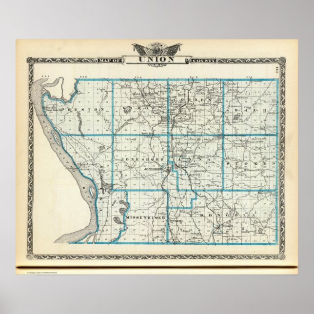 Poster Carte du comté d'Union (Devant)
