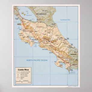 Poster Carte du Costa Rica (1987)