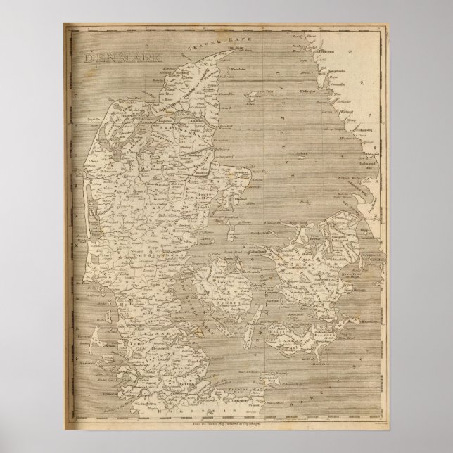 Poster Carte du Danemark par Arrowsmith (Devant)