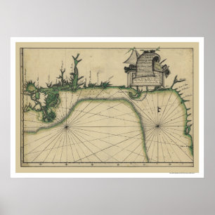 Poster Carte du début de la côte du Golfe 1784