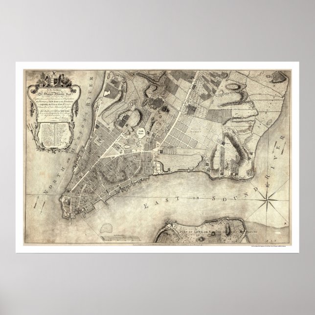 Poster Carte du début de New York 1776 (Devant)