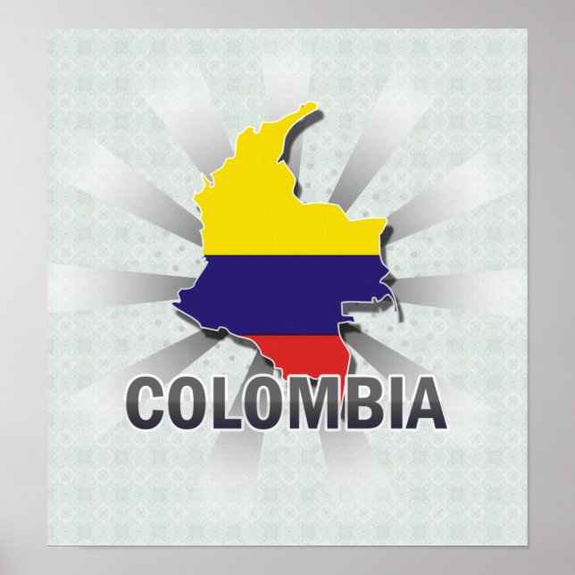 Poster Carte du drapeau de la Colombie 2.0 (Devant)