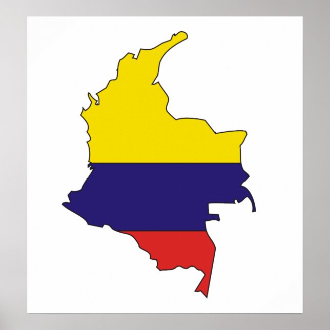 Poster Carte du drapeau de la Colombie grandeur nature (Devant)