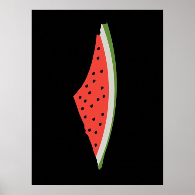 Poster Carte du drapeau de la pastèque palestinienne. Lib (Devant)