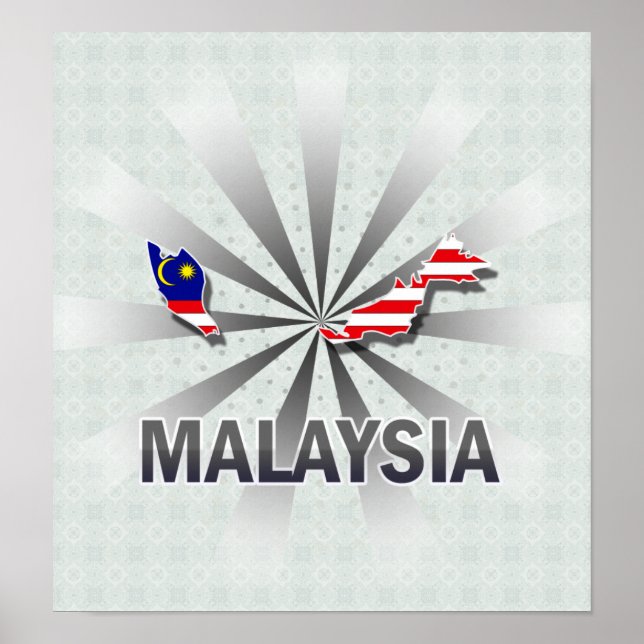 Poster Carte du Drapeau de Malaisie 2.0 (Devant)