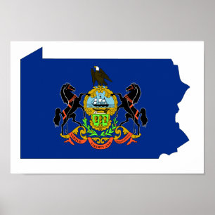 Poster Carte du drapeau de Pennsylvanie