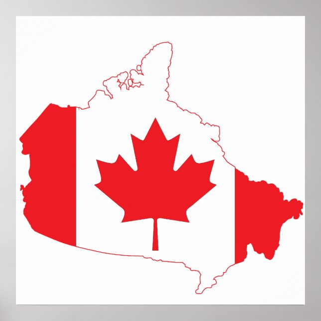 Poster Carte du drapeau du Canada (Devant)