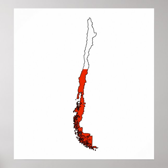 Poster Carte du drapeau du Chili pleine taille (Devant)