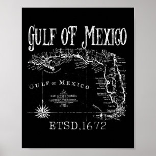 Poster Carte Du Drapeau Du Golfe Des États-Unis D'Amériqu