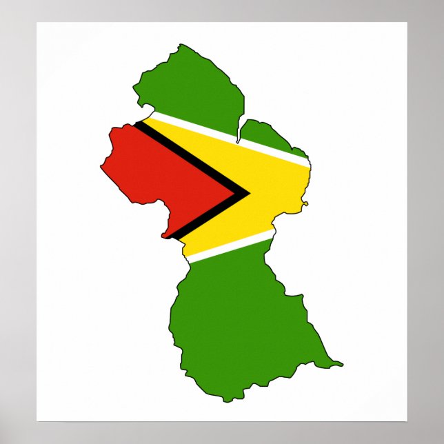 Poster Carte du drapeau du Guyana grandeur nature (Devant)