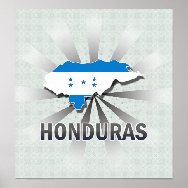 Poster Carte du drapeau du Honduras 2.0 (Devant)