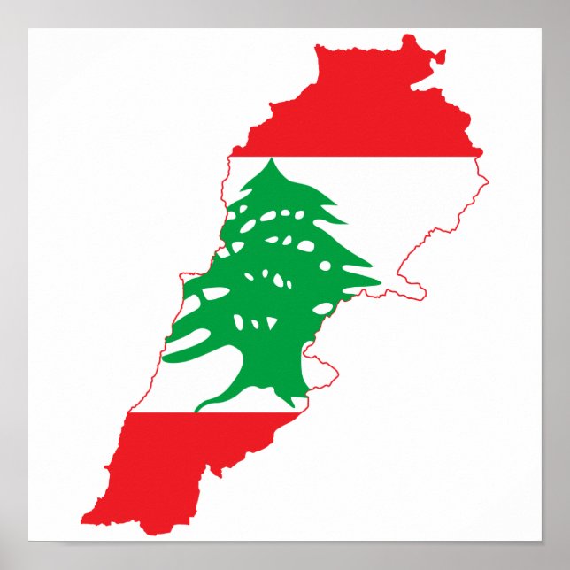 Poster Carte du drapeau du Liban (Devant)