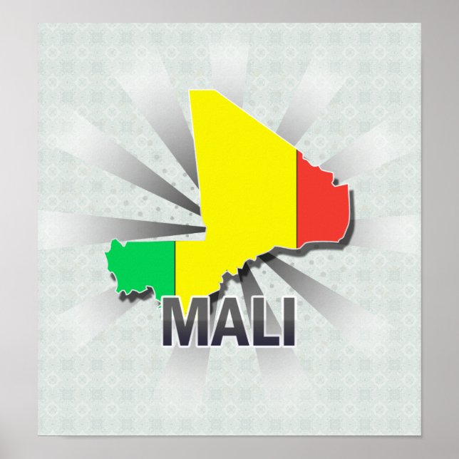 Poster Carte du drapeau du Mali 2.0 (Devant)