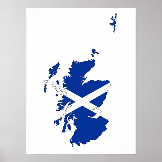 Poster carte du drapeau écossais royaume-uni forme du pay (Devant)