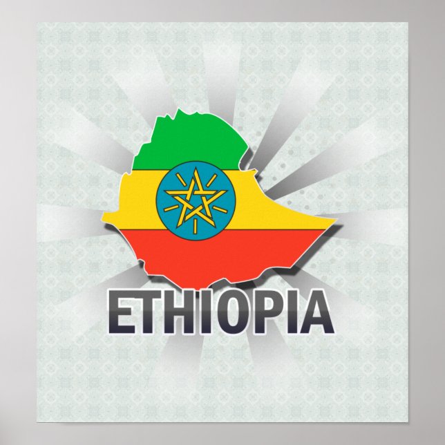 Poster Carte du drapeau éthiopien 2.0 (Devant)