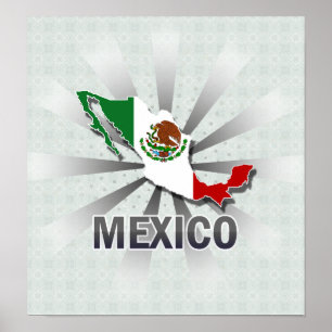 Poster Carte du drapeau mexicain 2.0