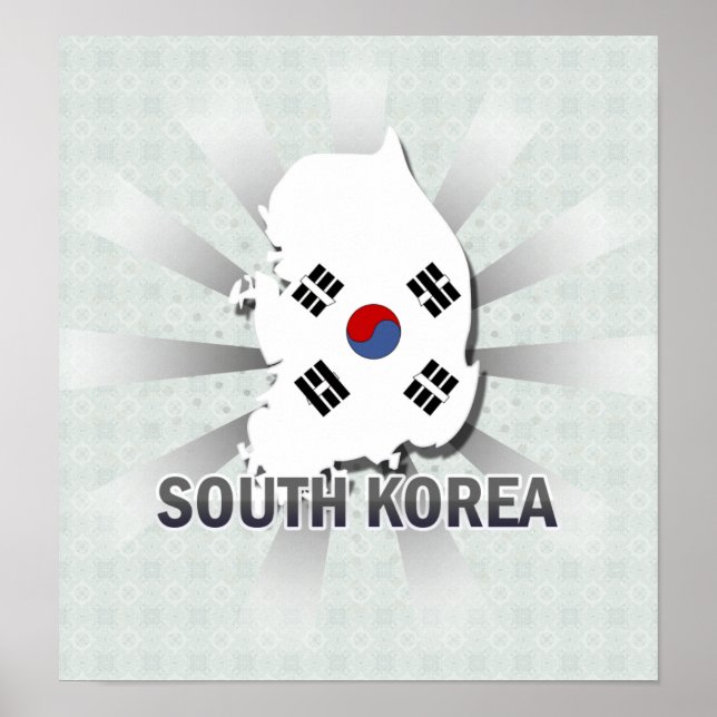 Poster Carte du drapeau sud-coréen 2.0 (Devant)