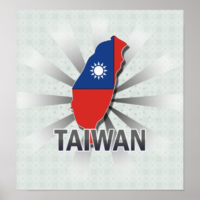 Poster Carte du drapeau taïwanais 2.0 (Devant)