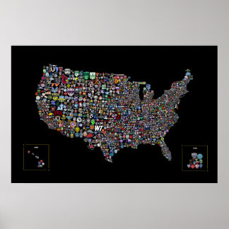 Poster Carte Du Football Américain