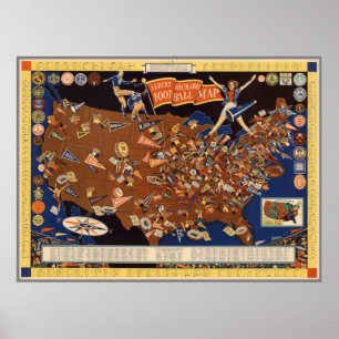 Poster Carte du football du collège Albert vintage