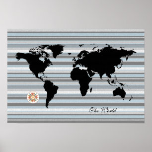 Poster carte du globe noir + bandes