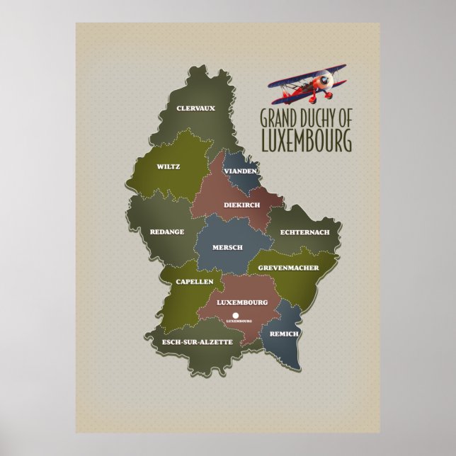 Poster Carte du Grand-Duché de Luxembourg (Devant)