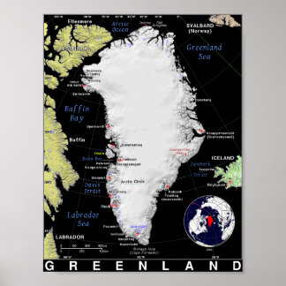 Poster Carte du Groenland