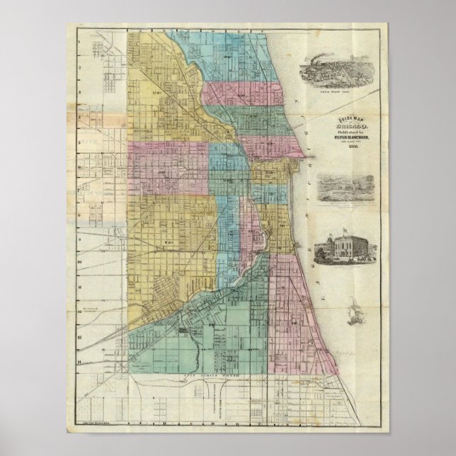 Poster Carte du guide de Chicago (Devant)