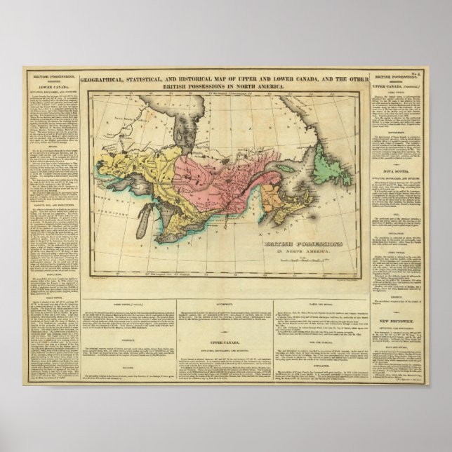 Poster Carte Du Haut Et Du Bas-Canada (Devant)
