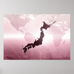 Poster Carte du Japon