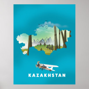 Poster Carte du Kazakhstan