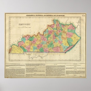 Poster Carte du Kentucky